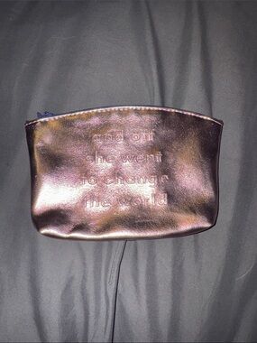 ipsy Iridescent Rose Gold Zip Pouch with Star Zipper.